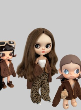 blythe小布娃娃ob24 azone19关节素体 嘎子姐换装娃衣 豹纹阔腿裤