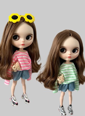 blythe小布娃娃ob24 27素体 pp fr azone19关节体 ymy22条纹娃衣