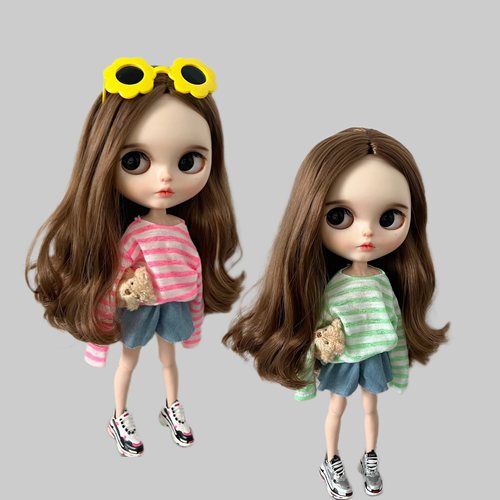 blytheob24娃衣配件条纹罩衫