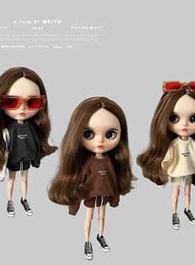 blythe小布娃娃ob24 27 ymy22 19关节azone素体pp fr娃衣卫衣套装