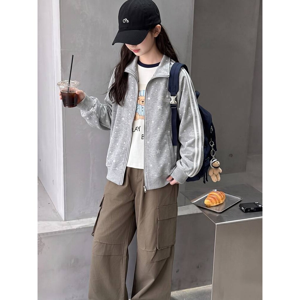 品牌专柜女童运动外套儿童春秋2026新款洋气时髦中大童开衫棒球服