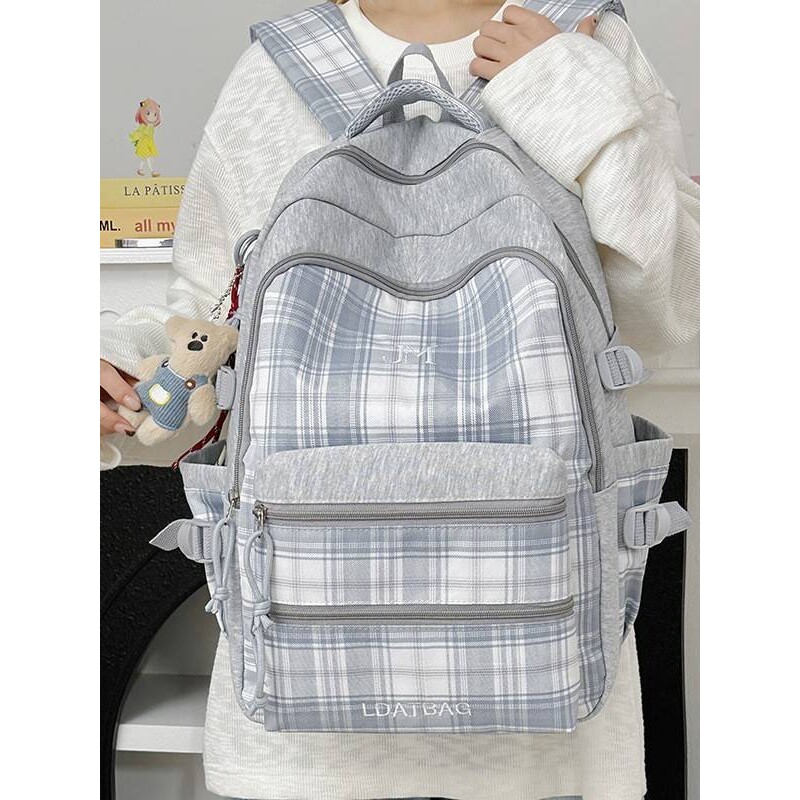 品牌专柜日系可爱甜妹少女迷你双肩包女韩版小清新格子背包轻便旅