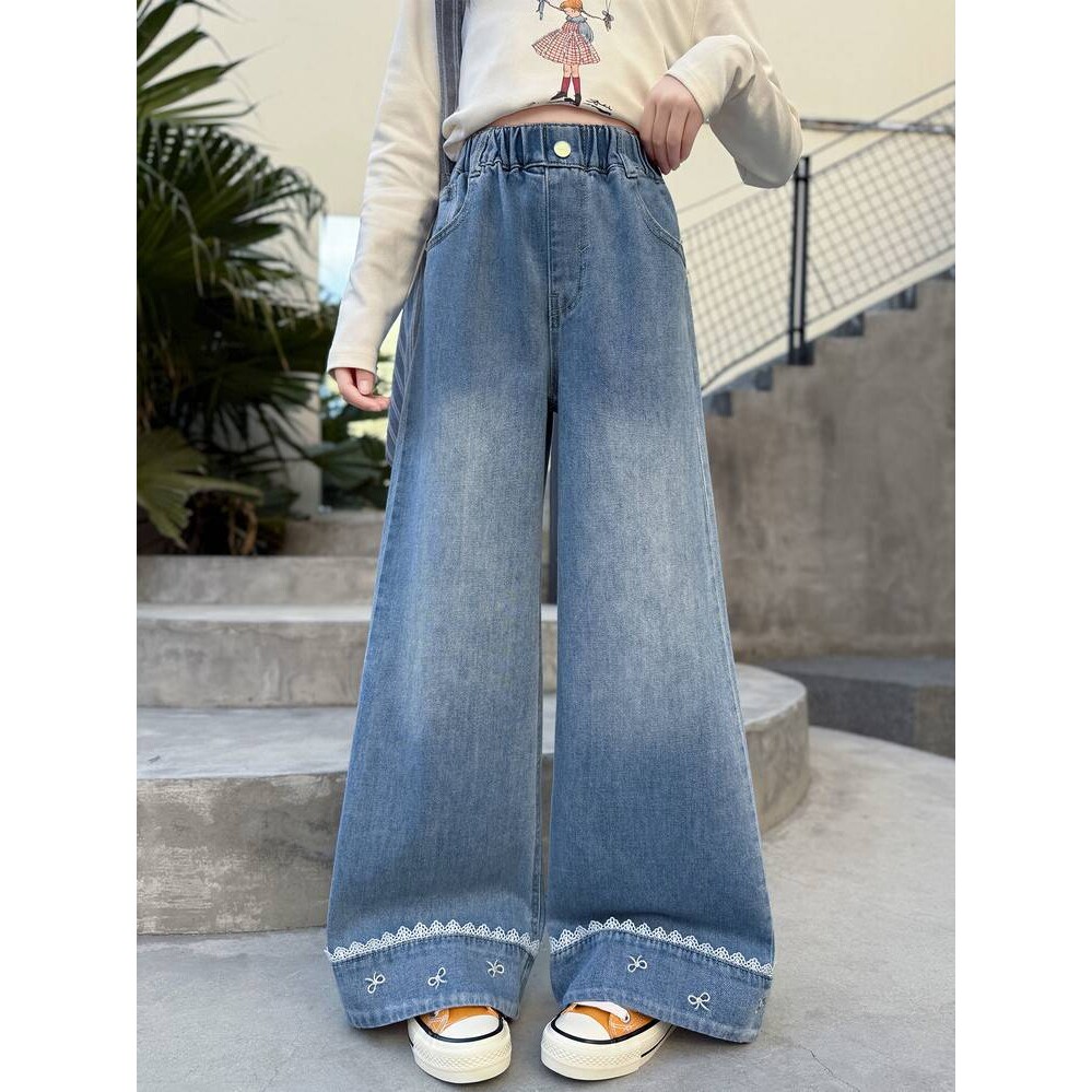 品牌专柜女童裤子春季2026新款儿童直筒休闲裤春秋阔腿裤女大童宽