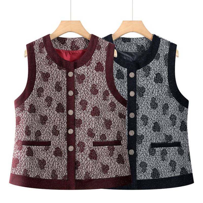 品牌专柜老太太国风外穿背心外套中老年人春秋马甲女奶奶坎肩妈妈