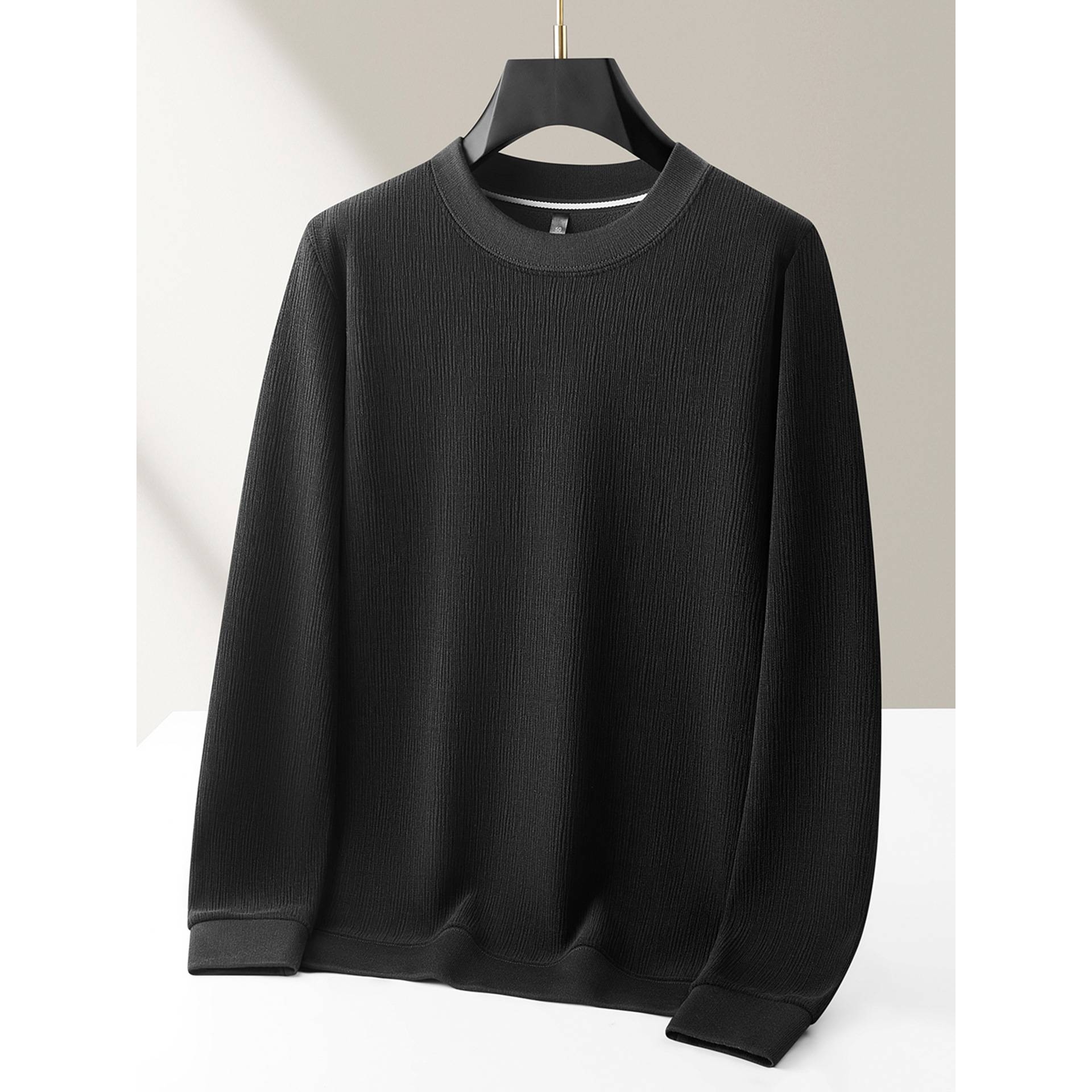 品牌专柜加绒加厚圆领卫衣男装加肥加大码2025秋冬新款胖子休闲保