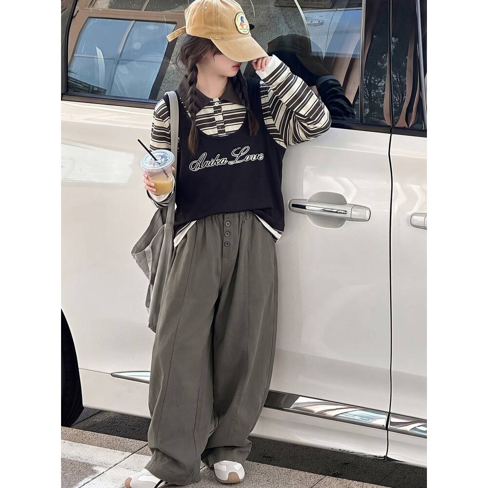 品牌专柜女大童春季套装2026新款儿童韩版休闲拼接假两件卫衣牛仔