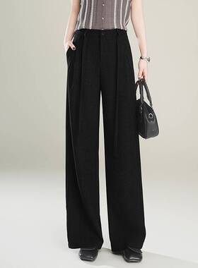 品牌专柜立体褶皱阔腿裤宽松设计感西裤2026春夏廓形免烫休闲直筒