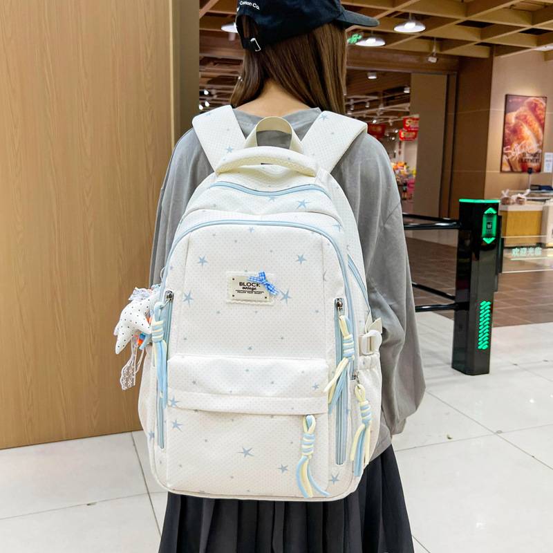 品牌专柜日系ins休闲格子书包女初中生高中生百搭可爱学院双肩包