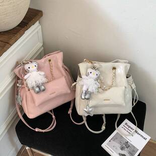 品牌专柜小香风菱格链条双肩包女2026新款潮韩版轻奢旅行背包大容