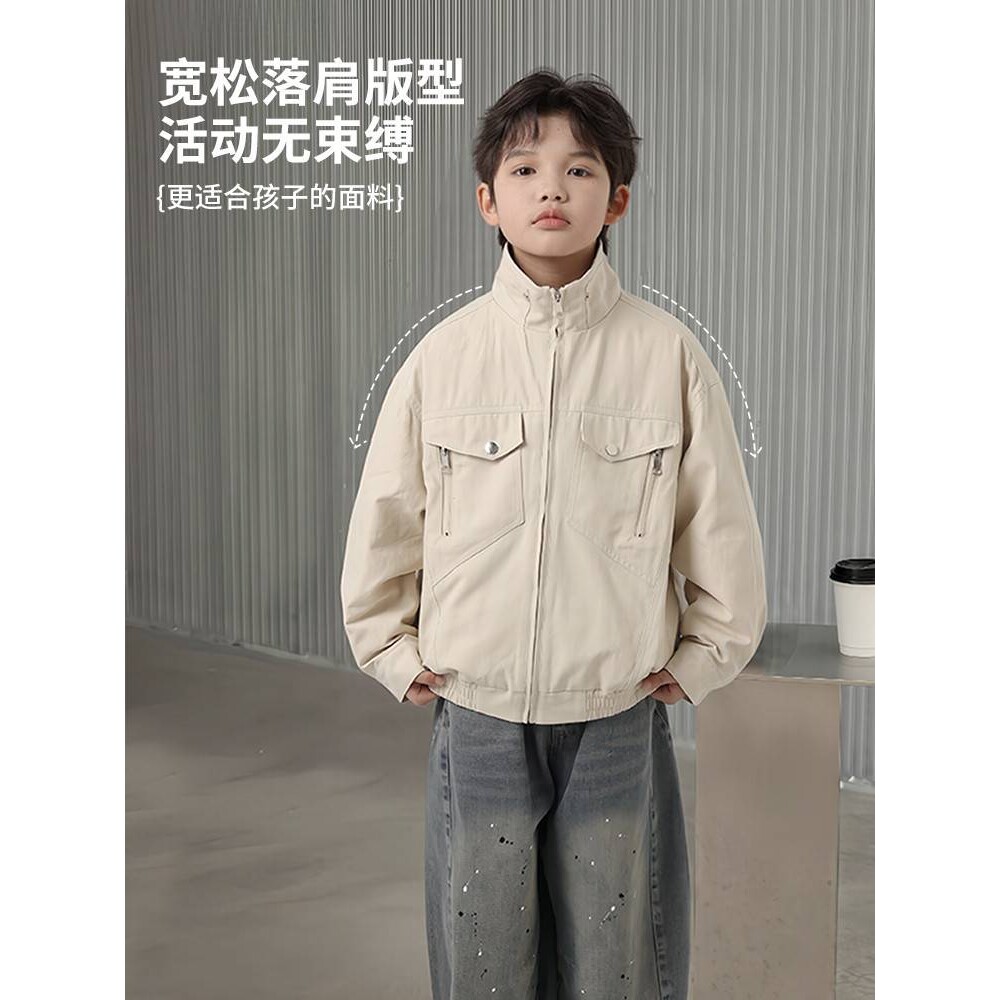 品牌专柜男童春装外套2026新款儿童春秋款工装夹克大童春季休闲上
