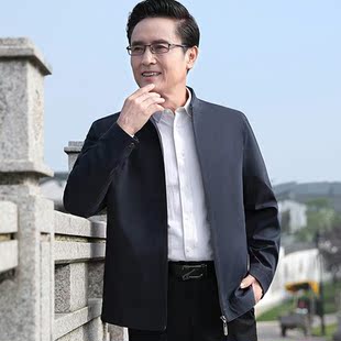 品牌专柜中年男式夹克春春季薄款中老年男装外套夹克衫爸爸父亲装