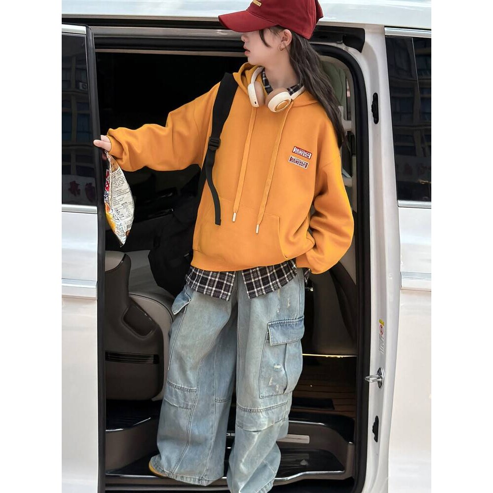 品牌专柜女童套装秋装2026新款洋气儿童装中大童春秋连帽卫衣牛仔