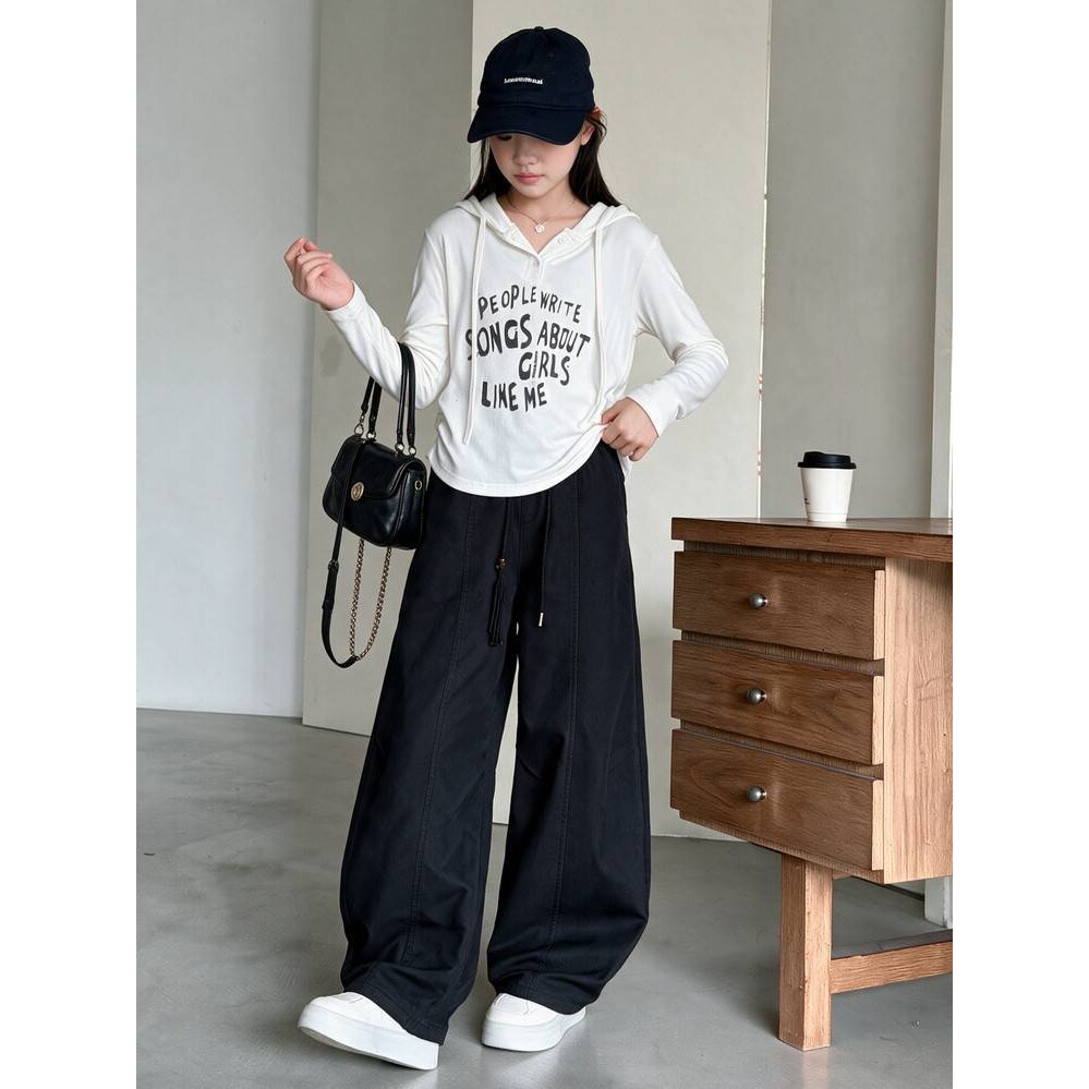 品牌专柜女童春秋款洋气时髦帽衫卫衣工装裤套装女大童韩版休闲秋