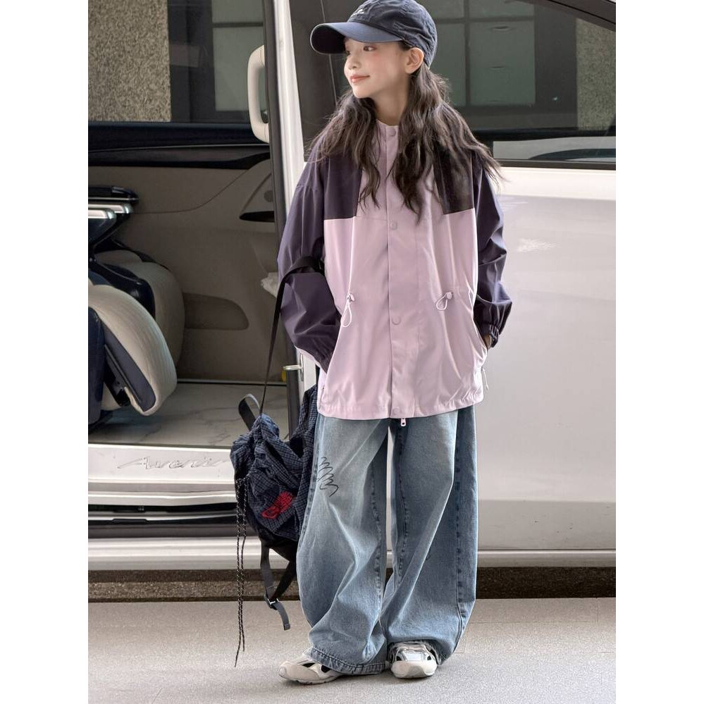 品牌专柜女童风衣外套秋2026新款女大童秋装连帽儿童春季长款收腰