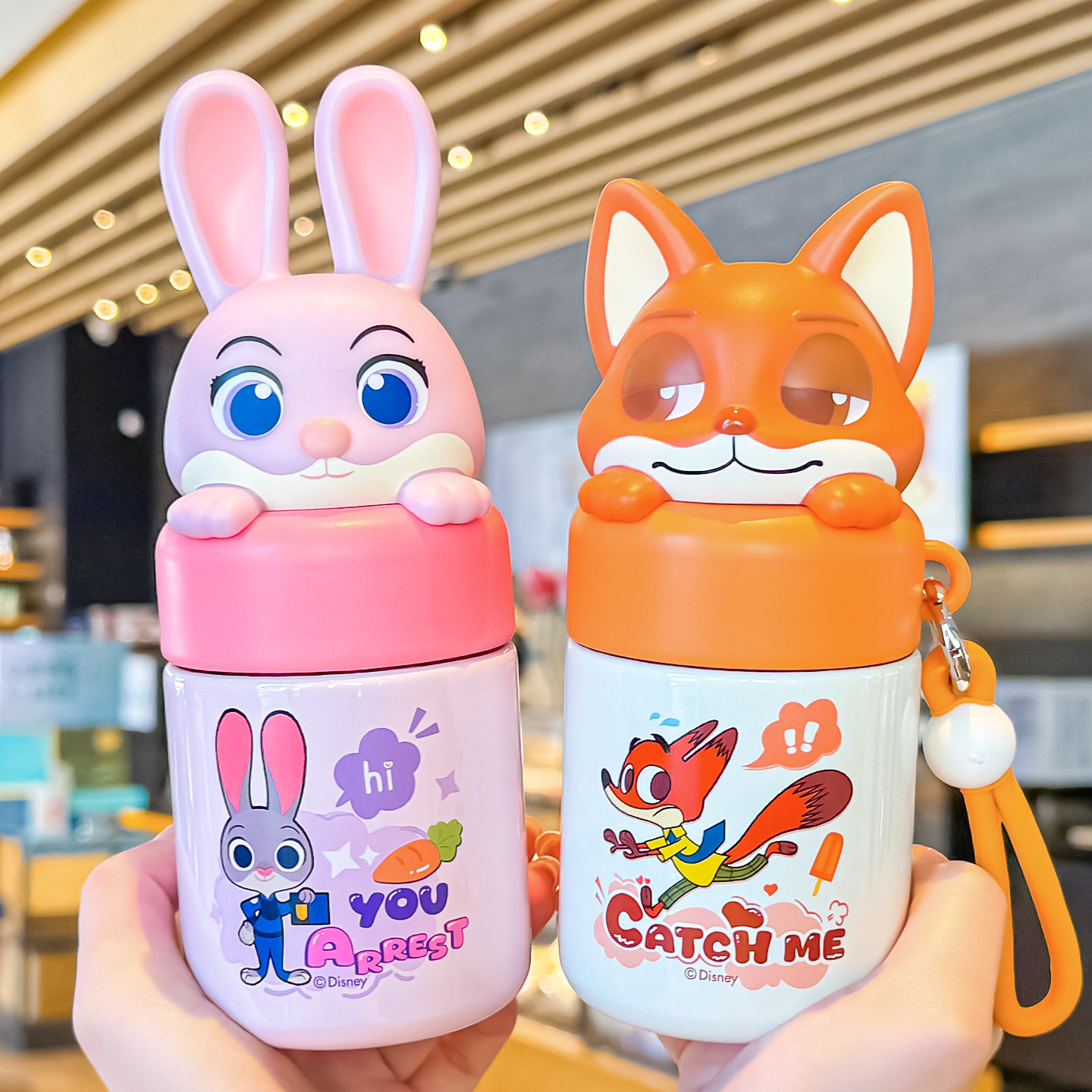 疯狂动物城情侣保温杯尼克朱迪高颜值便携口袋杯券后43.9元