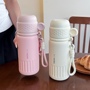 保温杯女生一盖双饮吸管杯大容量户外便携手提杯子2025新款水杯