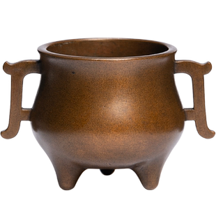 庆松堂苏工铜炉名家胡庆松制紫铜深腹截耳炉文房摆件家用熏香