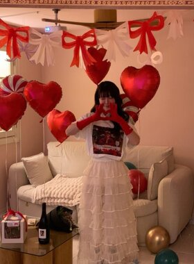 圣诞节红色爱心铝膜气球卡通糖果气球新年派对背景墙布置拍照用品