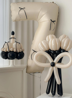 韩小红书生日数字气球丝带蝴蝶结网红拍照道具蛋糕生日材料包装饰