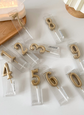 香槟金蜡烛0到9 儿童周岁生日高级感蛋糕装饰布置插件