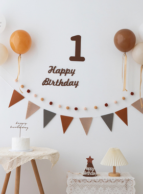 韩国ins风宝宝生日布置儿童周岁数字装饰墙小红书复古气球背景墙