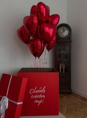 大红色心形气球生日派对装饰场景背景墙布置拍照道具求婚惊喜礼物