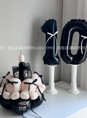 小红书同款蛋糕气球网红ins黑白色系男女宝生日拍照道具材料包