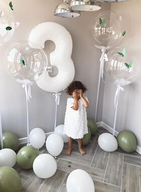 40寸白色铝膜大数字气球ins风周岁生日派对布置儿童宝宝拍照道具