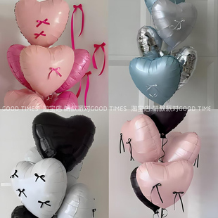 18寸奶油焦糖咖啡色复古韩式爱心桃心气球生日派对布置装饰道具