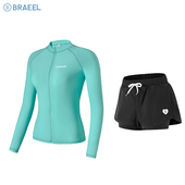 韩国新款 分体泡温泉潜水冲浪浮潜服泳衣全身防晒速干水母衣 女长袖