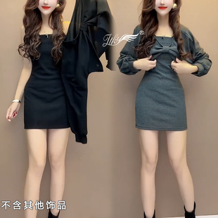 小个子时尚套装女2026春季新款韩版洋气显瘦减龄吊带连衣裙两件套