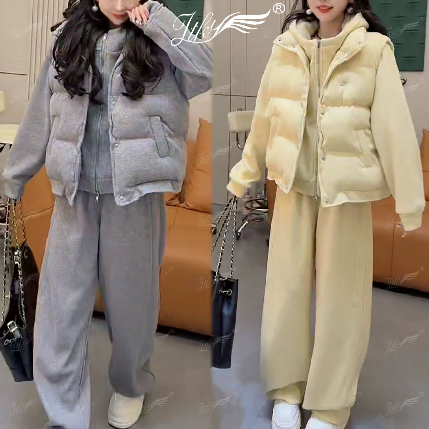 时髦简约休闲气质百搭保暖三件套