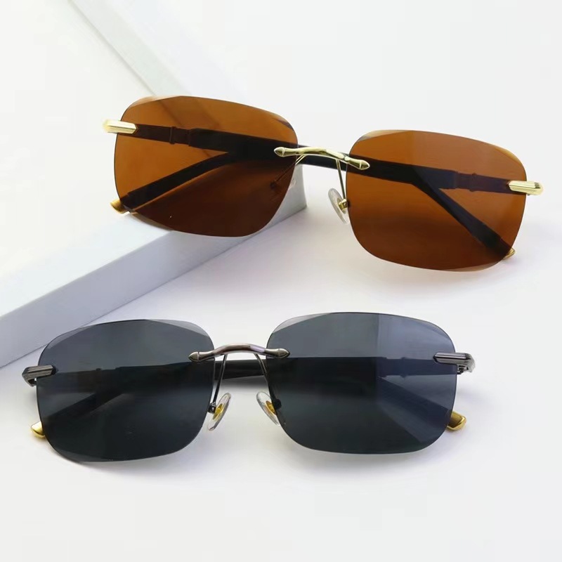 水晶切边遮阳太阳镜新款切边无框男士墨镜开车钓鱼偏光眼镜高档