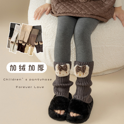 女童冬季加绒加厚款保暖打底裤子