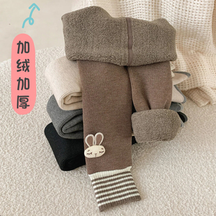 洋气一体小兔连裤 子儿童可开裆加绒加厚款 袜宝宝 打底裤 女童秋冬季