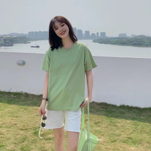宽松休闲风短袖T恤女情侣款百搭夏季纯棉纯色简约全棉上衣~33色入