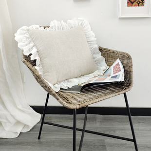 靠垫套子不含芯 沙发靠垫套床头套罩软包靠垫40x40cm宫廷亚麻抱枕