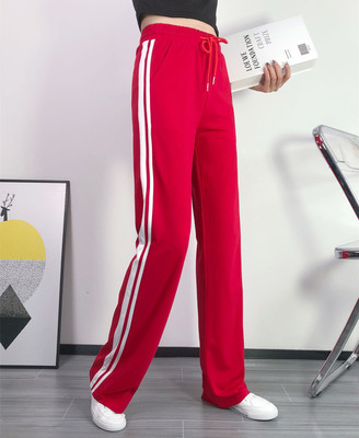 高腰红色运动裤夏季两条