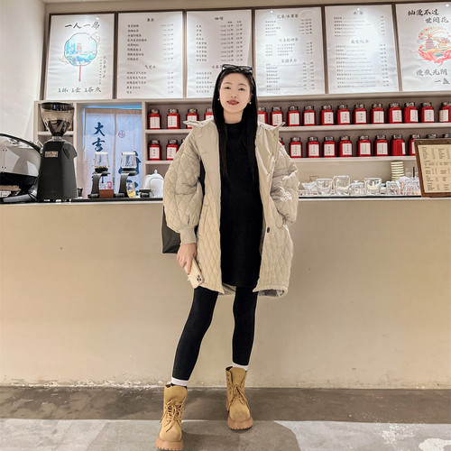 冬季新款孕妇装棉服外套宽松大码遮肚不显怀帽衫外套潮妈韩版孕妇