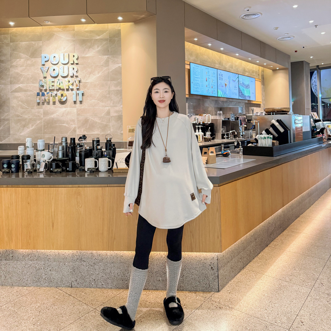 【冬季新款】孕妇装韩版德绒面料保暖T恤宽松大码洋气减龄打底衣