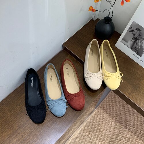 百搭仙女鞋蝴蝶结方头平底单鞋女
