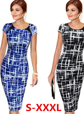 2024summer women fashion print dress ladies office dresses女