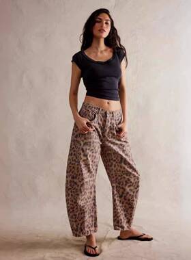 2024欧美休闲宽松筒形女士牛仔裤Women casual loose pants