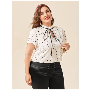 女士T恤加上优雅 女士衬衫 上衣 4XL夏季