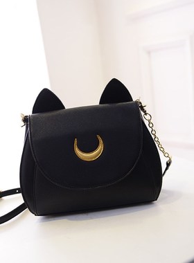 Sailor Moon Ladies Handbag Black Luna Cat Shape Chain Bag