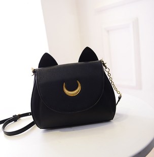 Sailor Moon Ladies Handbag Black Luna Cat Shape Chain Bag