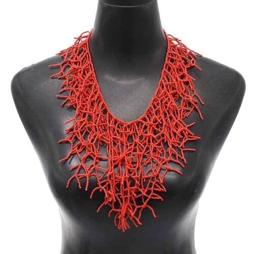 欧美多层米珠项炼编织珊瑚时尚夸张锁骨炼女necklace women2025