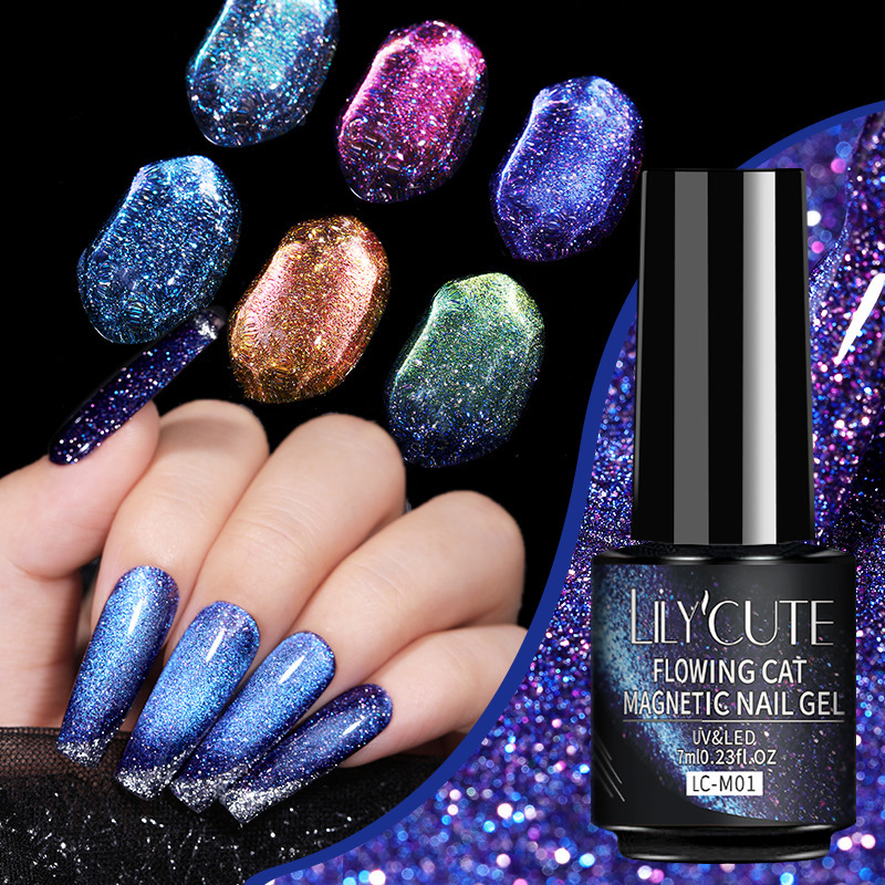 Cat-Eye Nail Polish: Magnetic gel varnish UV LED流沙猫眼胶