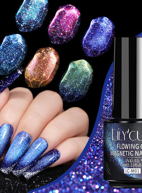 Cat-Eye Nail Polish: Magnetic gel varnish UV LED流沙猫眼胶