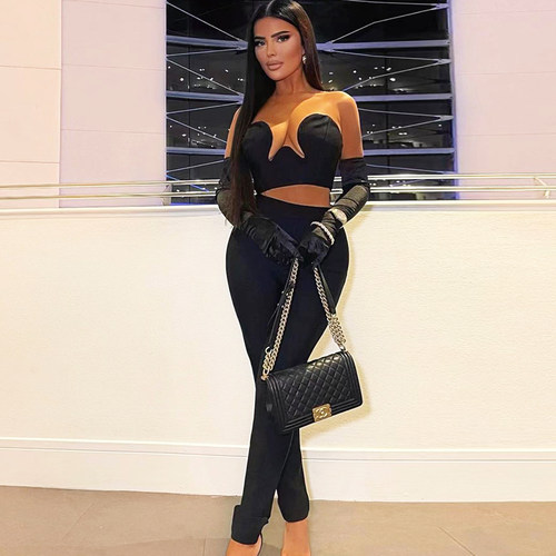 女士性感时尚紧身露脐无